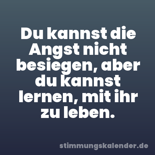 Du kannst die Angst nicht besiegen, aber du kannst lernen, mit ihr zu leben.