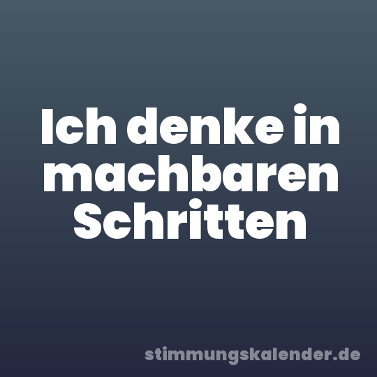 Ich denke in machbaren Schritten