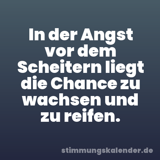 In der Angst vor dem Scheitern liegt die Chance zu wachsen und zu reifen.