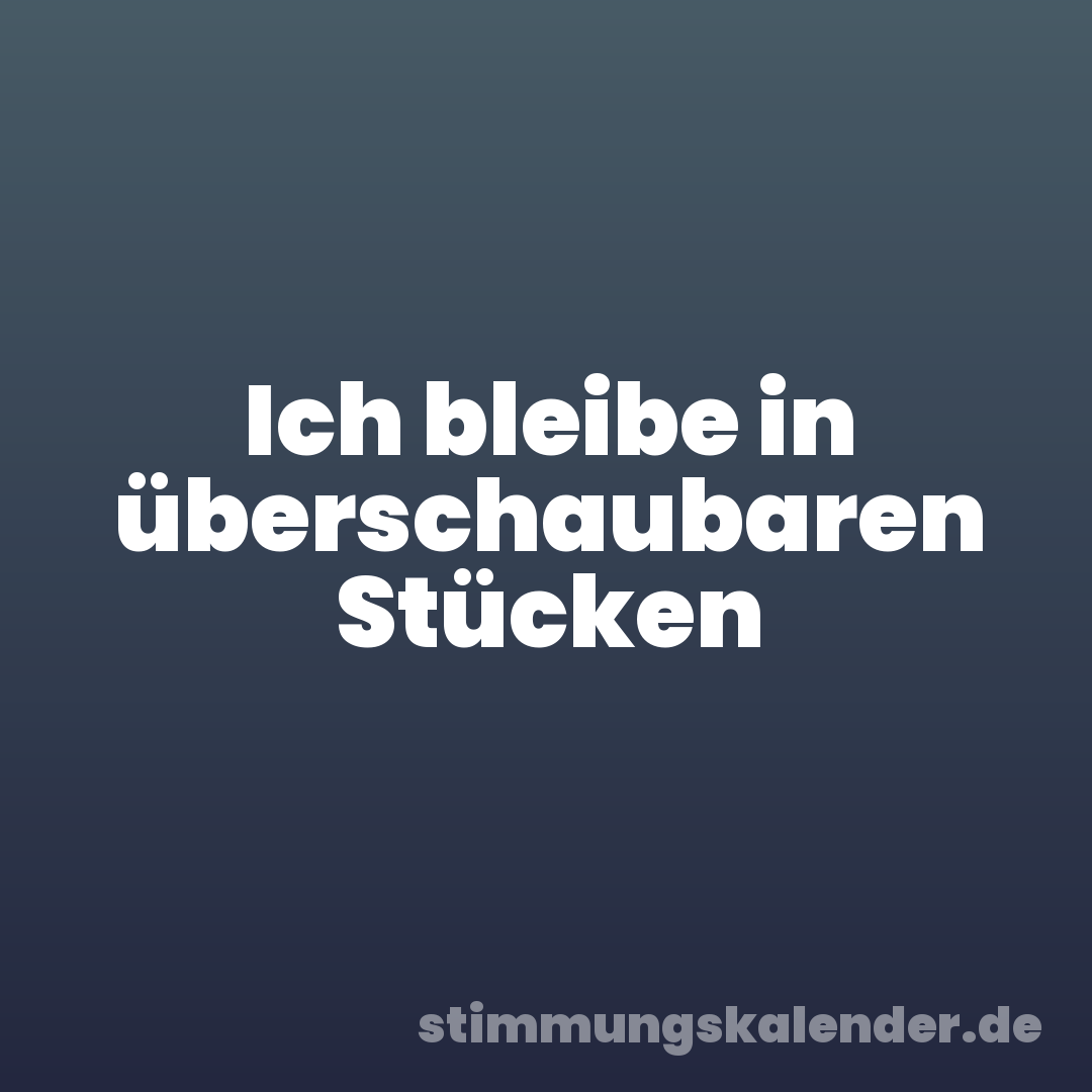 Ich bleibe in überschaubaren Stücken