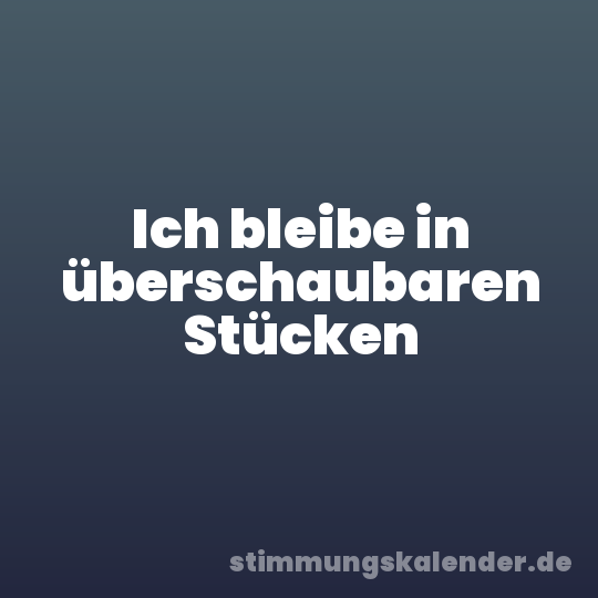 Ich bleibe in überschaubaren Stücken