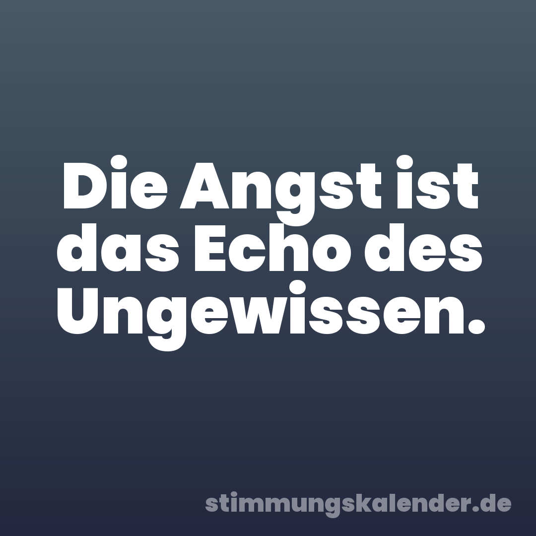 Die Angst ist das Echo des Ungewissen.