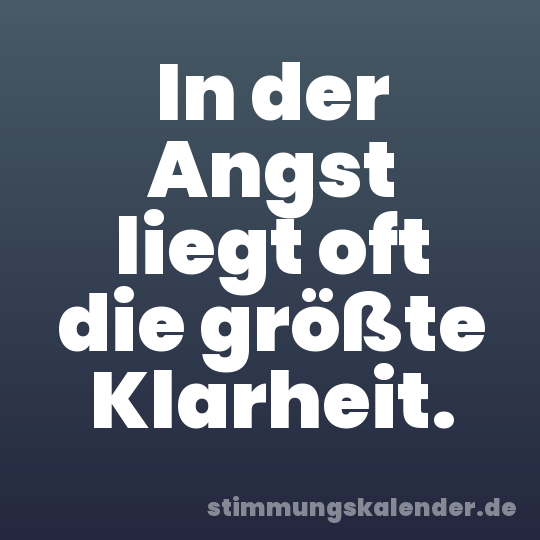 In der Angst liegt oft die größte Klarheit.