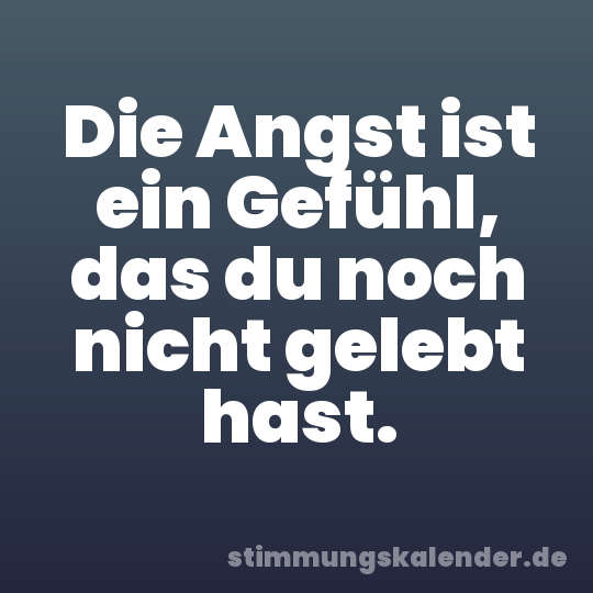 Die Angst ist ein Gefühl, das du noch nicht gelebt hast.