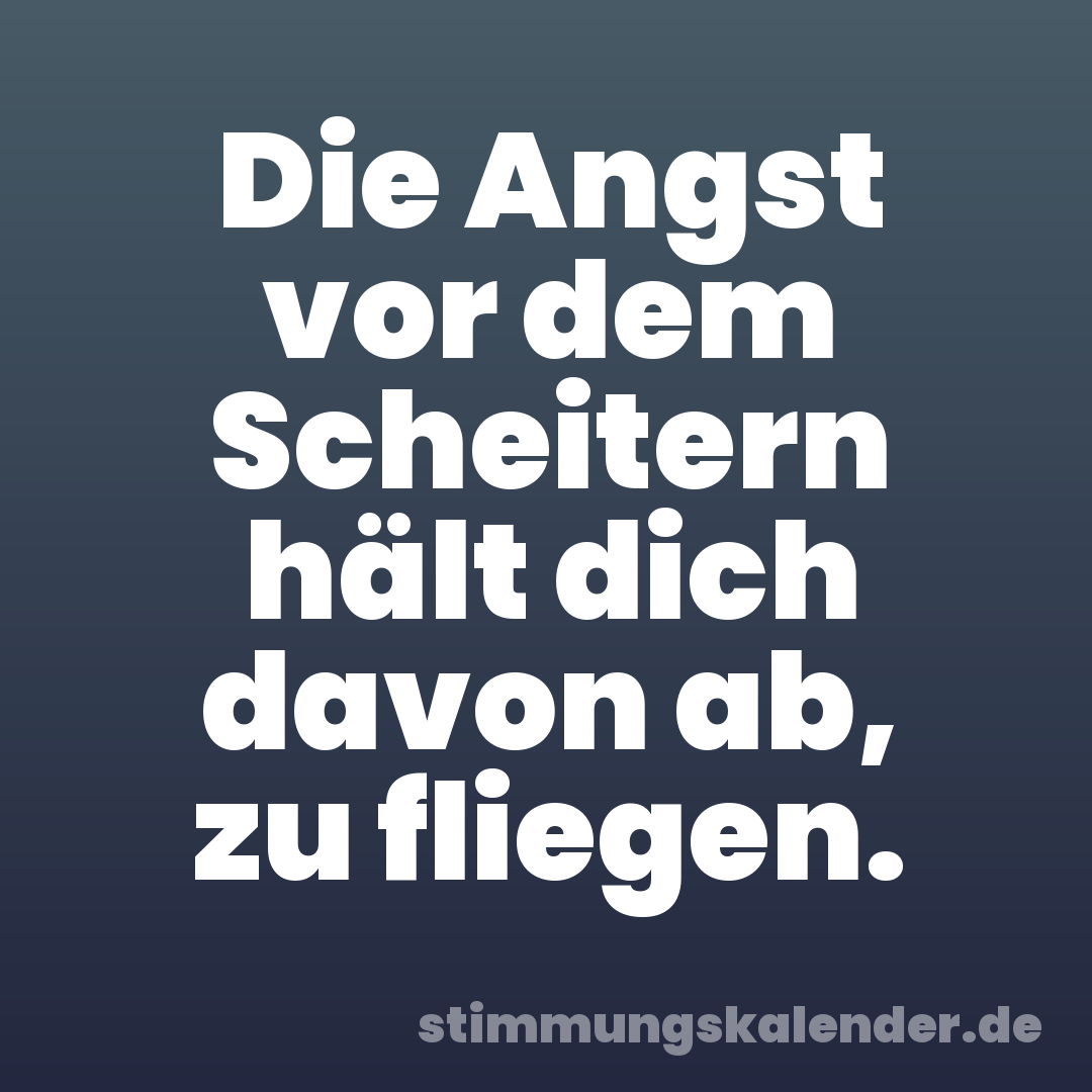 Die Angst vor dem Scheitern hält dich davon ab, zu fliegen.