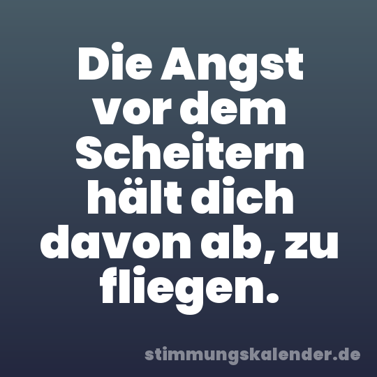 Die Angst vor dem Scheitern hält dich davon ab, zu fliegen.