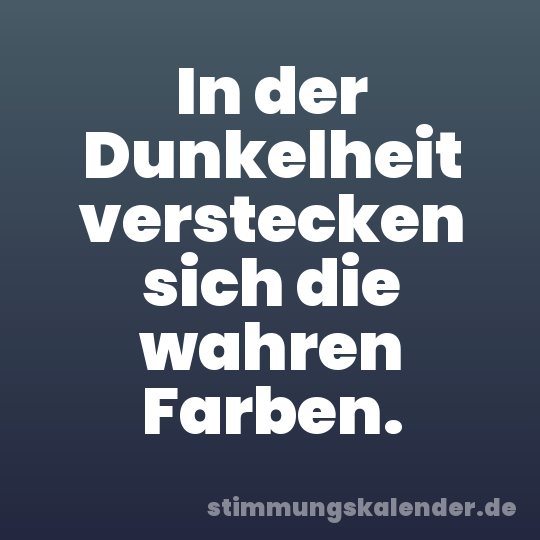 In der Dunkelheit verstecken sich die wahren Farben.