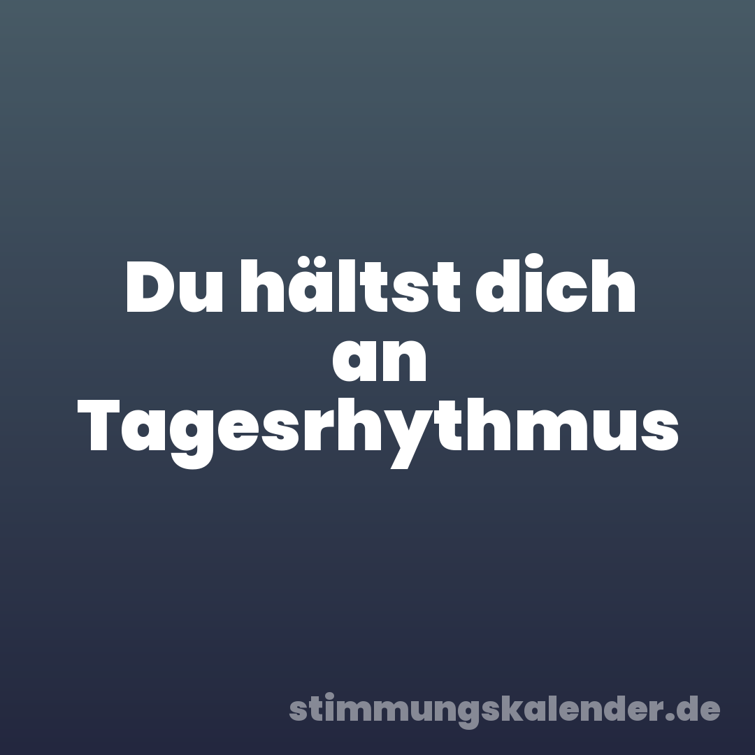 Du hältst dich an Tagesrhythmus