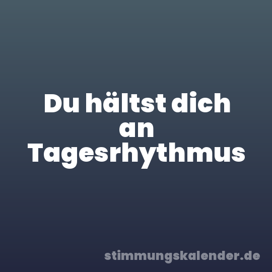 Du hältst dich an Tagesrhythmus