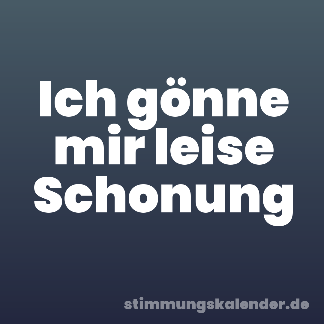 Ich gönne mir leise Schonung