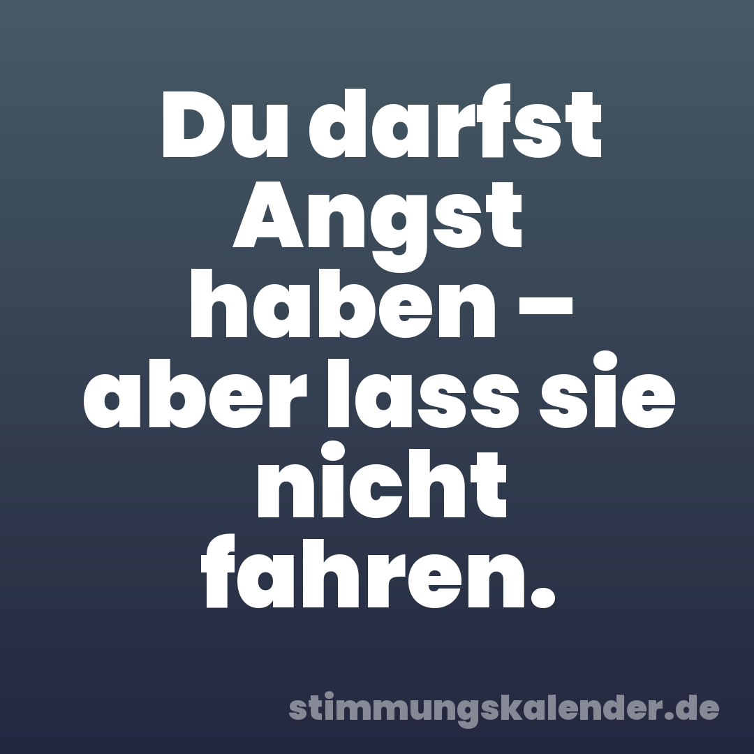 Du darfst Angst haben – aber lass sie nicht fahren.