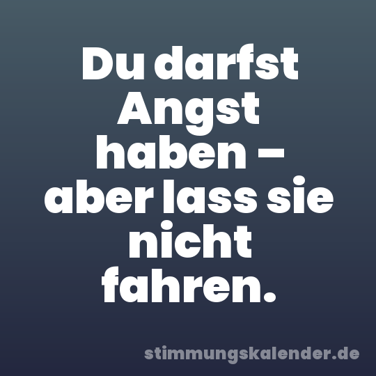 Du darfst Angst haben – aber lass sie nicht fahren.