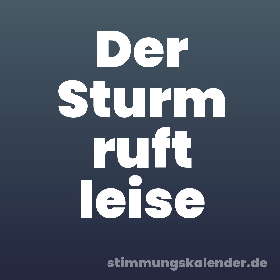 Der Sturm ruft leise