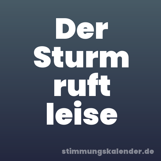 Der Sturm ruft leise