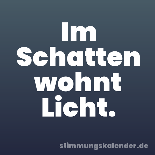 Im Schatten wohnt Licht.