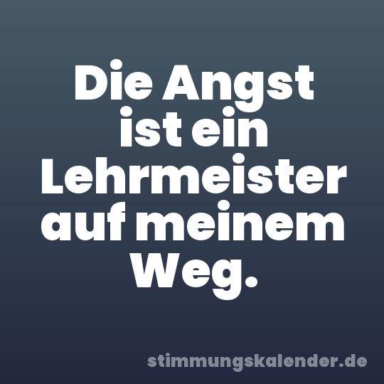 Die Angst ist ein Lehrmeister auf meinem Weg.