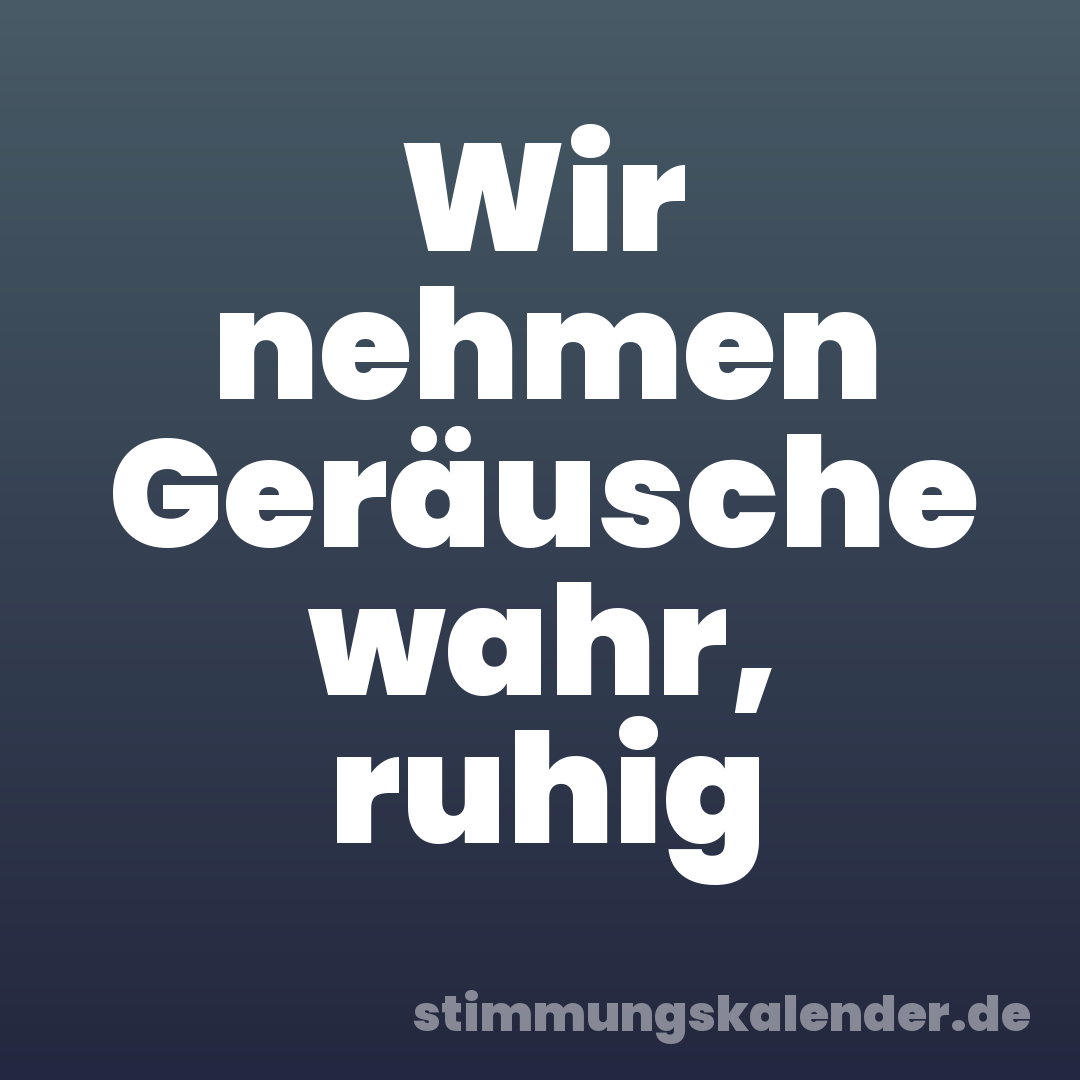Wir nehmen Geräusche wahr, ruhig