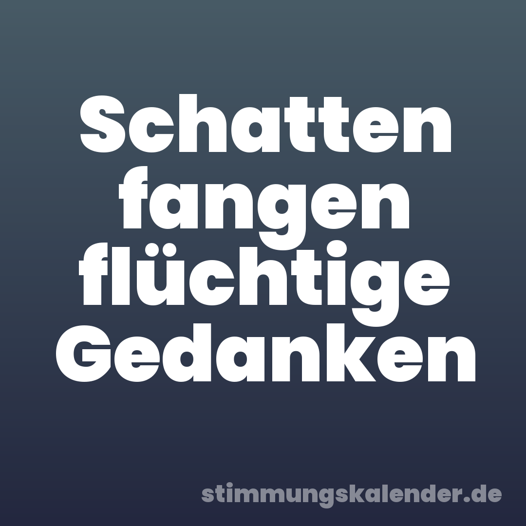 Schatten fangen flüchtige Gedanken