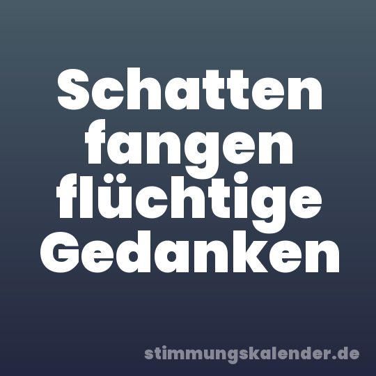 Schatten fangen flüchtige Gedanken