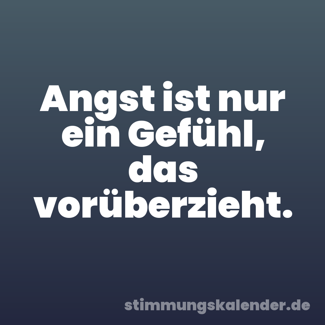 Angst ist nur ein Gefühl, das vorüberzieht.