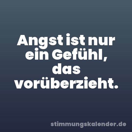 Angst ist nur ein Gefühl, das vorüberzieht.
