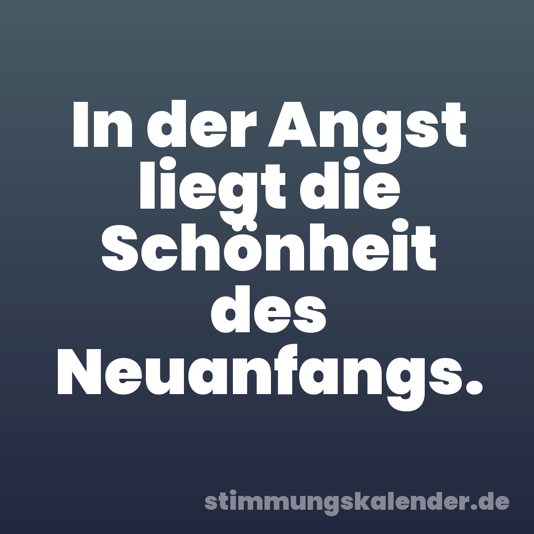 In der Angst liegt die Schönheit des Neuanfangs.