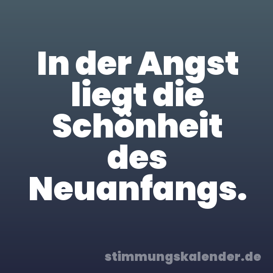 In der Angst liegt die Schönheit des Neuanfangs.