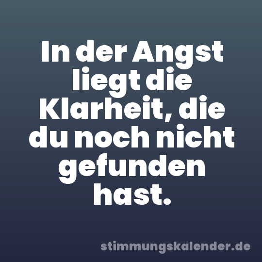 In der Angst liegt die Klarheit, die du noch nicht gefunden hast.