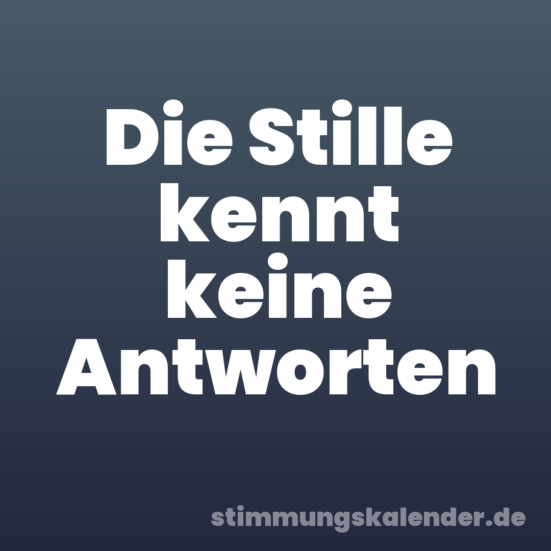 Die Stille kennt keine Antworten