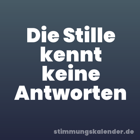 Die Stille kennt keine Antworten