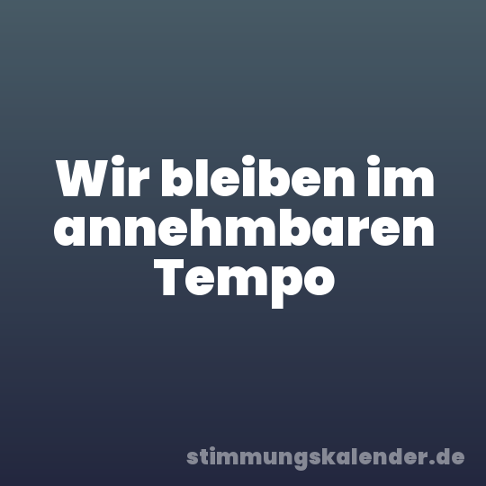 Wir bleiben im annehmbaren Tempo