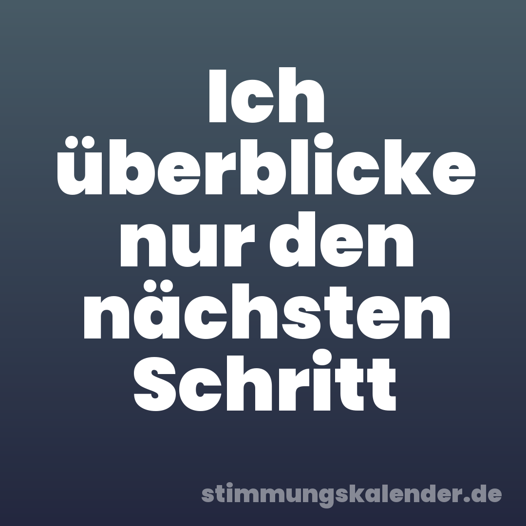 Ich überblicke nur den nächsten Schritt