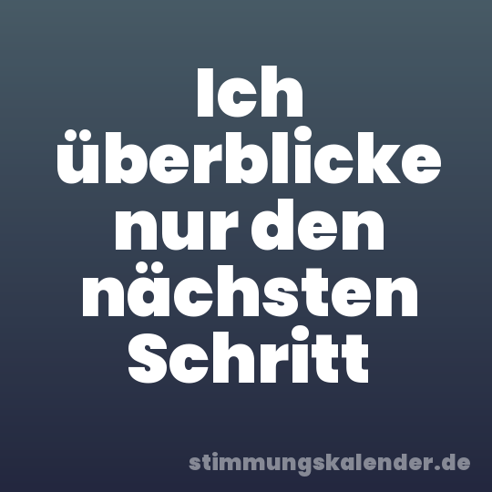 Ich überblicke nur den nächsten Schritt