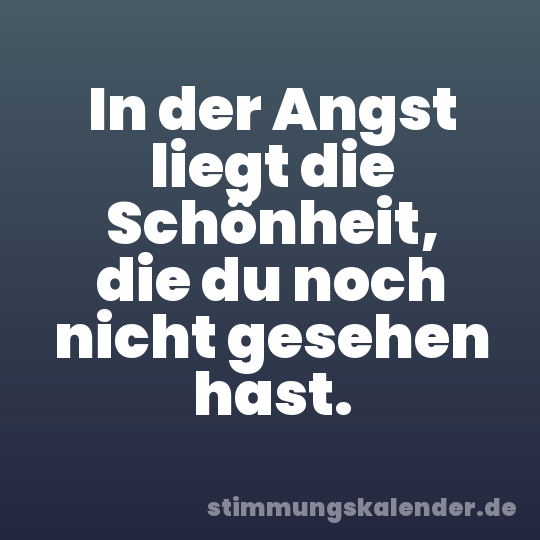 In der Angst liegt die Schönheit, die du noch nicht gesehen hast.