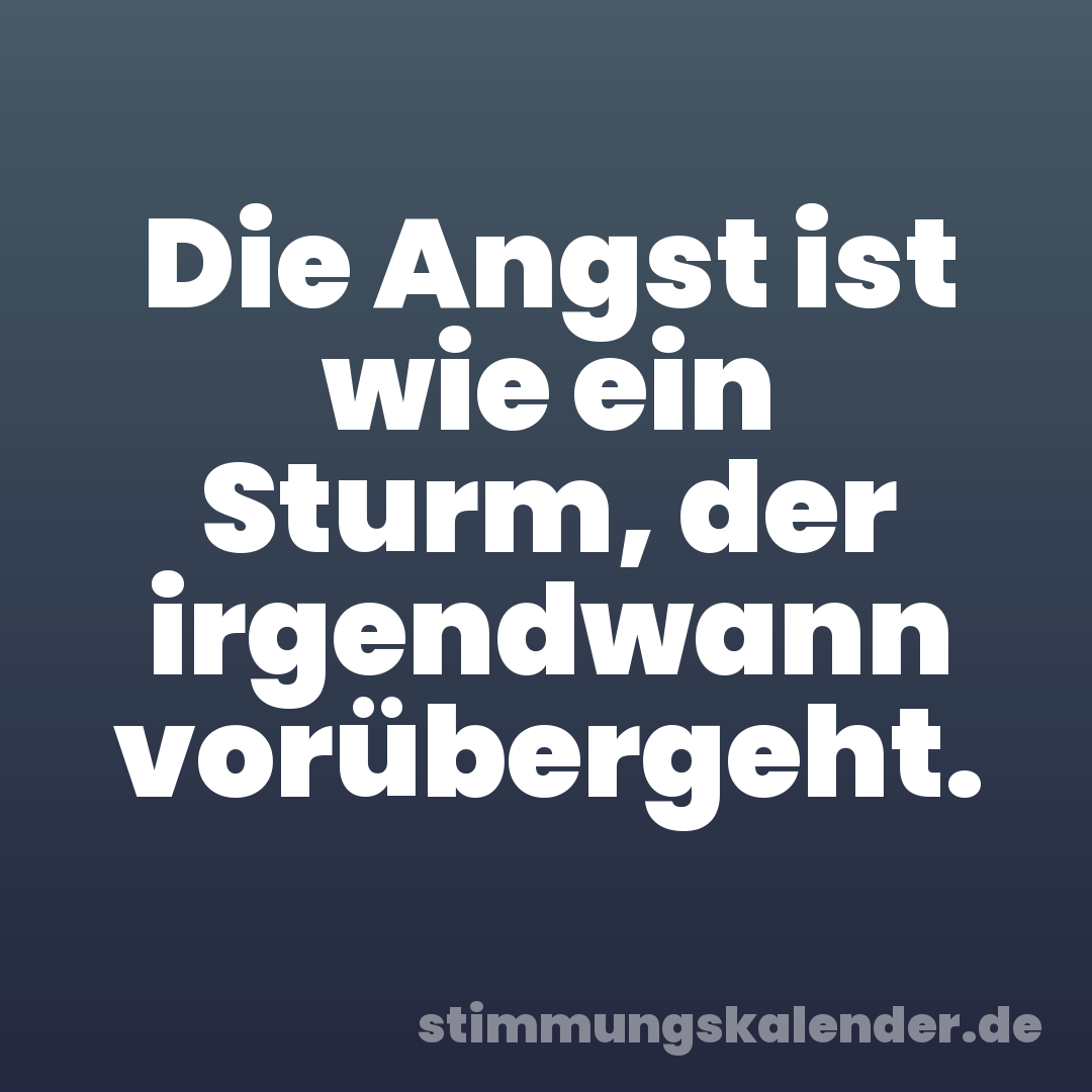 Die Angst ist wie ein Sturm, der irgendwann vorübergeht.