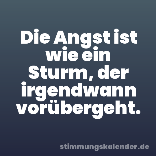 Die Angst ist wie ein Sturm, der irgendwann vorübergeht.