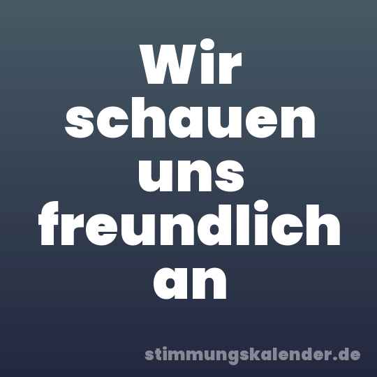Wir schauen uns freundlich an