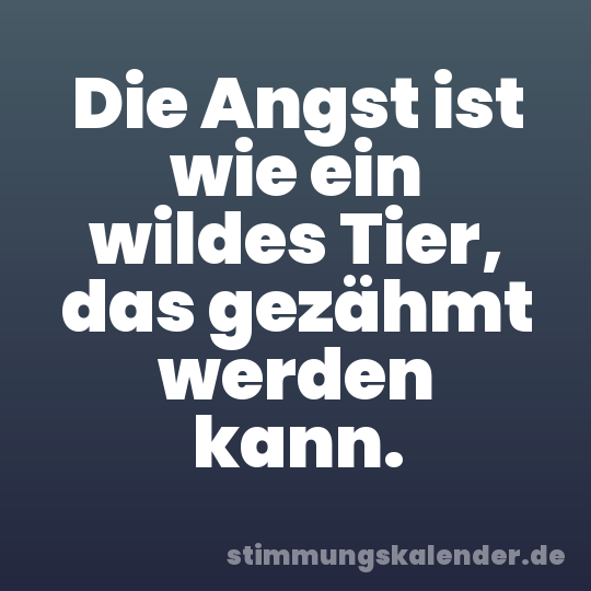 Die Angst ist wie ein wildes Tier, das gezähmt werden kann.