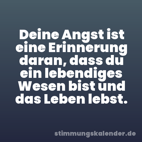 Deine Angst ist eine Erinnerung daran, dass du ein lebendiges Wesen bist und das Leben lebst.