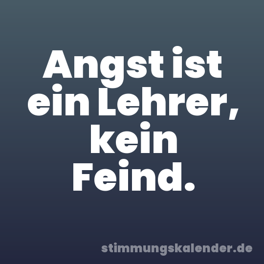 Angst ist ein Lehrer, kein Feind.