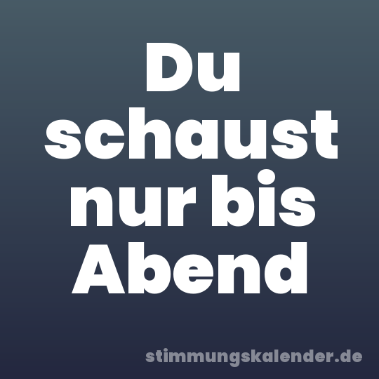 Du schaust nur bis Abend