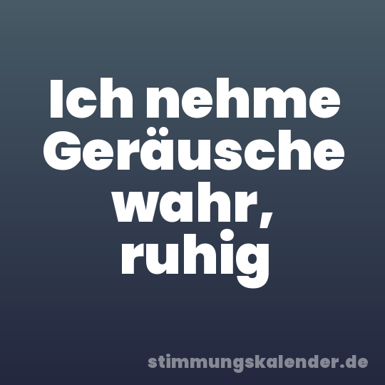 Ich nehme Geräusche wahr, ruhig