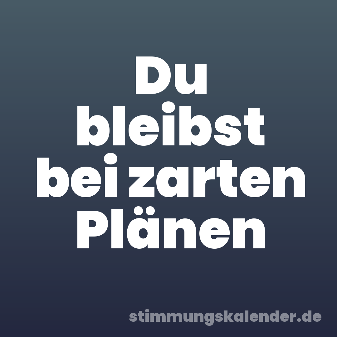 Du bleibst bei zarten Plänen