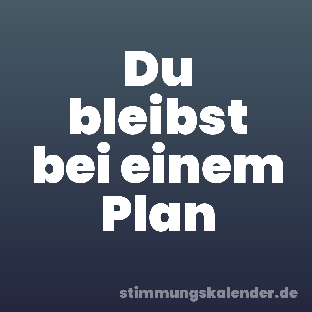 Du bleibst bei einem Plan