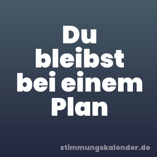 Du bleibst bei einem Plan