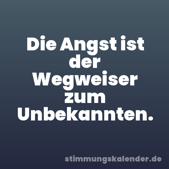 Die Angst ist der Wegweiser zum Unbekannten.
