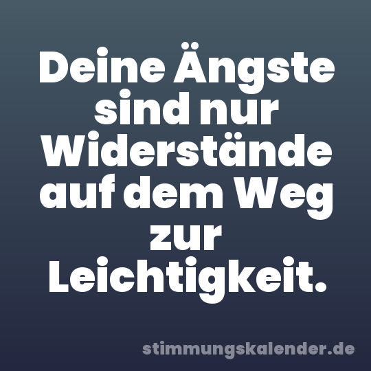 Deine Ängste sind nur Widerstände auf dem Weg zur Leichtigkeit.