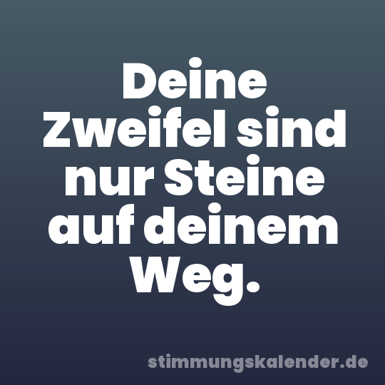 Deine Zweifel sind nur Steine auf deinem Weg.