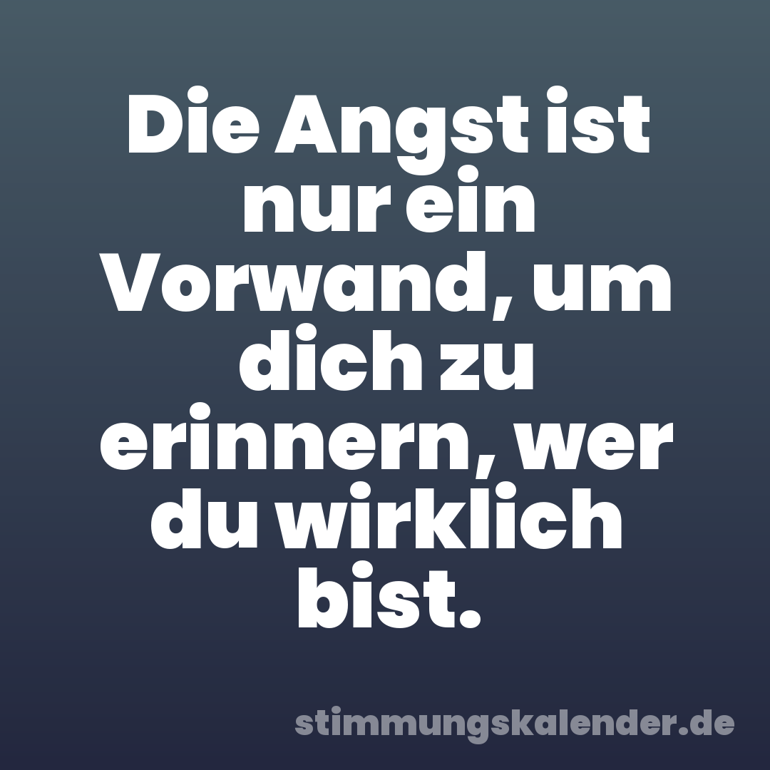 Die Angst ist nur ein Vorwand, um dich zu erinnern, wer du wirklich bist.