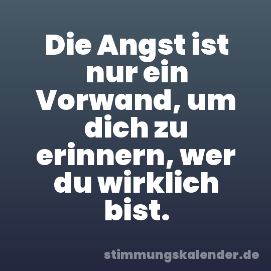 Die Angst ist nur ein Vorwand, um dich zu erinnern, wer du wirklich bist.